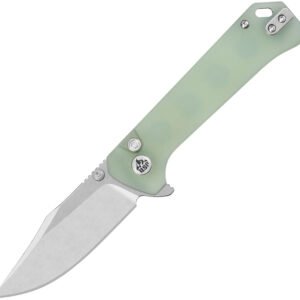 Navaja QSP Knife Grebe Button Lock Jade G10 QS147D1