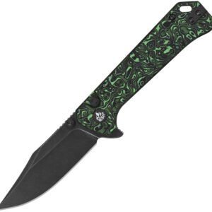 Navaja QSP Knife Grebe Button Lock Green CF QS147G2