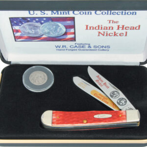 Navaja Case Cutlery Indian Head Nickel Trapper Set CAT-IHNRPB