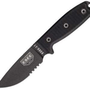 Cuchillo ESEE Model 3 Black G10 Serrated ESEE-3MIL-S-BLK