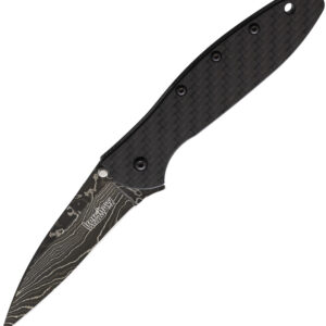 Navaja Kershaw Leek Linerlock A/O CF Damascus 1660CFDAM