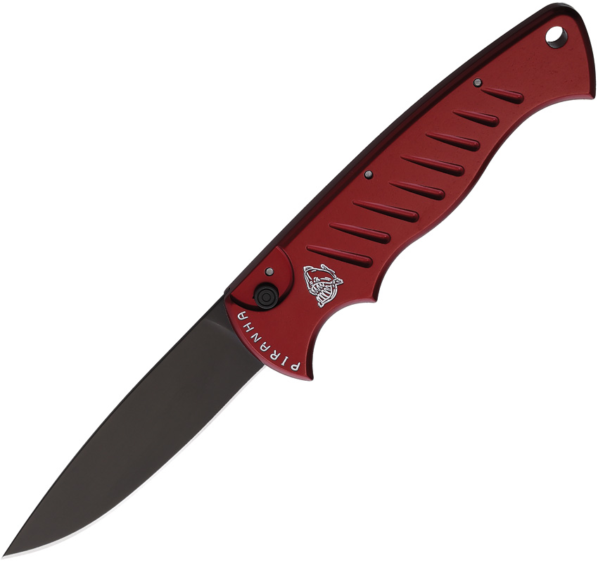 Navaja automática Piranha Knives Auto Pocket Button Lock Red P-1RT