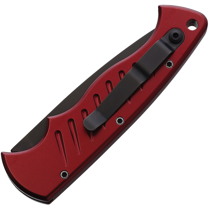Navaja automática Piranha Knives Auto Pocket Button Lock Red P-1RT - Image 2