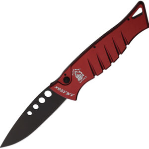 Navaja automática Piranha Knives Auto Amazon Button Lock Red P-3RT