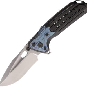 Navaja Reate Knives Terminator 6000 Framelock Blue T6000 CRYSTALIZED  TITANIUM-BL