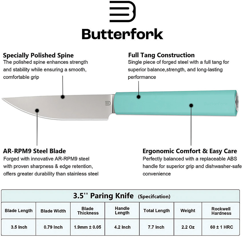Cuchillo De Pelar Butterfork Paring Knife Green Bf01-Pk-Mt - Image 2