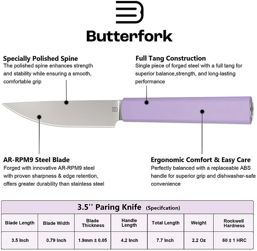 Cuchillo De Pelar Butterfork Paring Knife Purple Bf01-Pk-Pp - Image 2