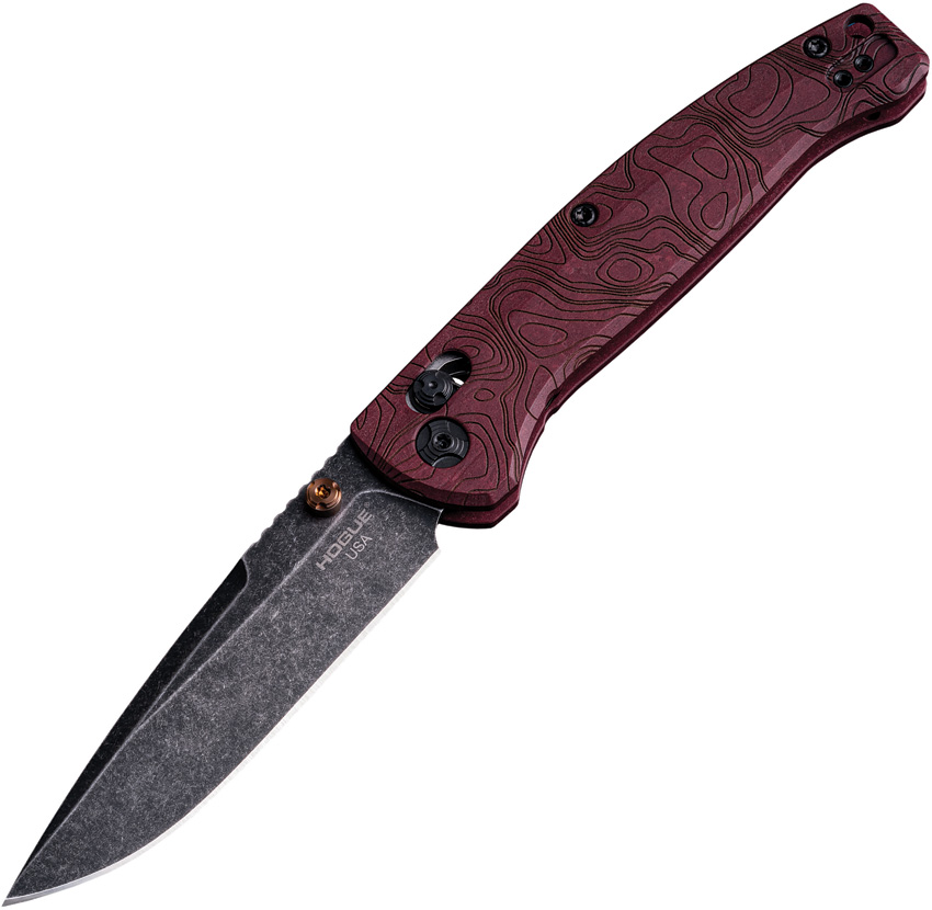 Navaja Hogue Mysto Able Lock Red Richlite 24452