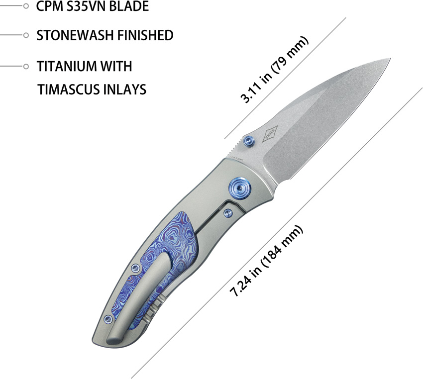 Navaja KB Knives Vertigo Framelock Timascus Kb258D - Image 3