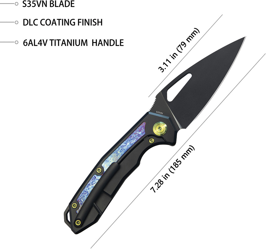 Navaja KB Knives Coeus Framelock Black Ti Kb286B - Image 3