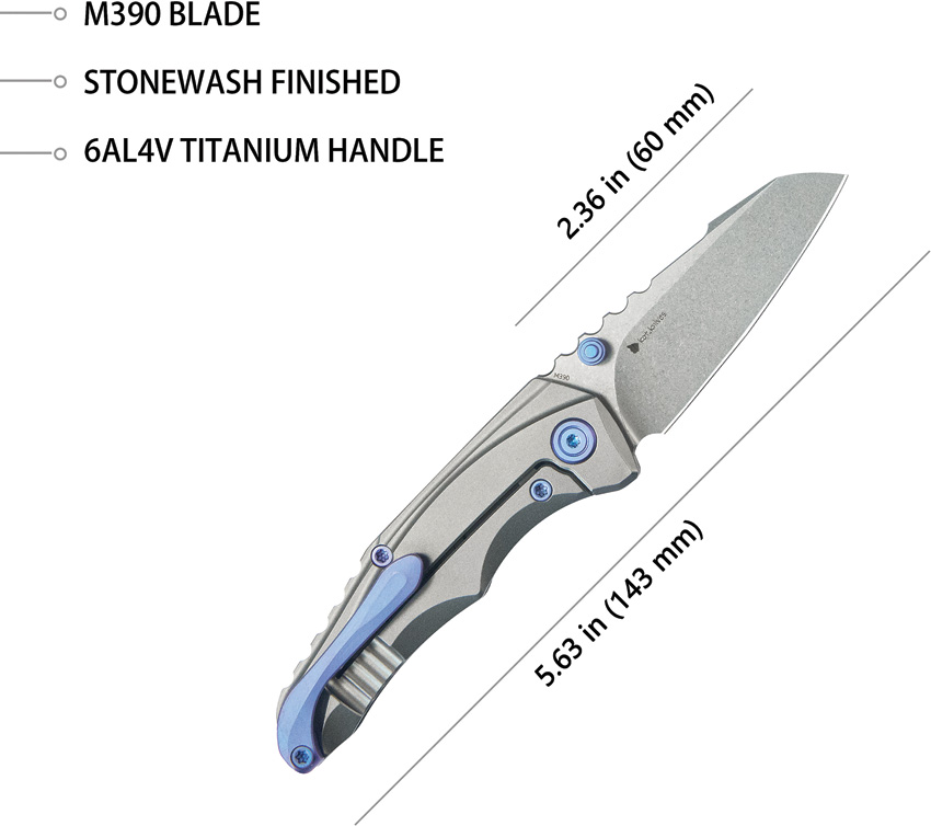 Navaja KB Knives Steeltle Framelock Gray Ti Kb390A - Image 3