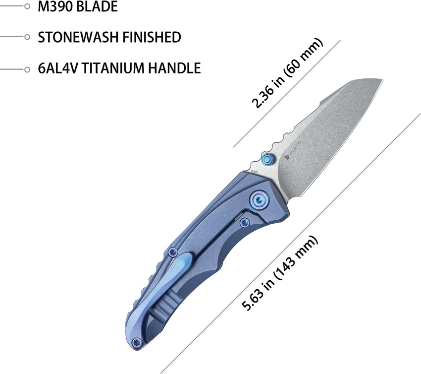 Navaja KB Knives Steeltle Framelock Blue Ti Kb390C - Image 3