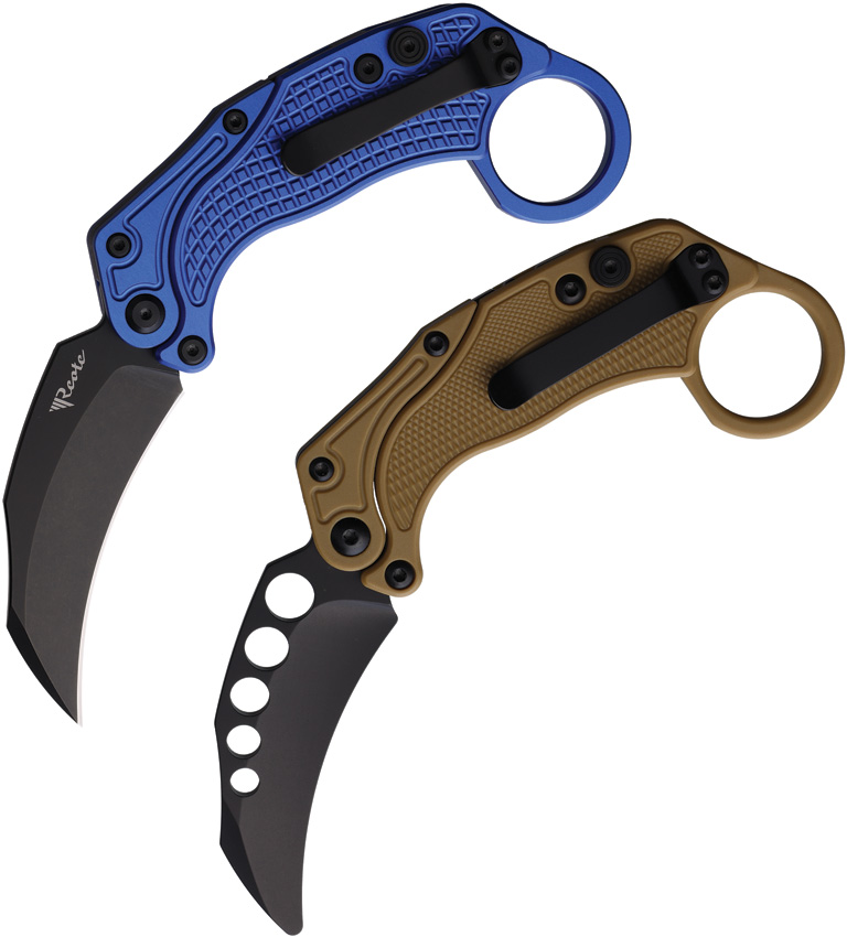 Navaja Reate Knives Exo-K Button Lock Blue Black Exo-K Blue Black Pvd