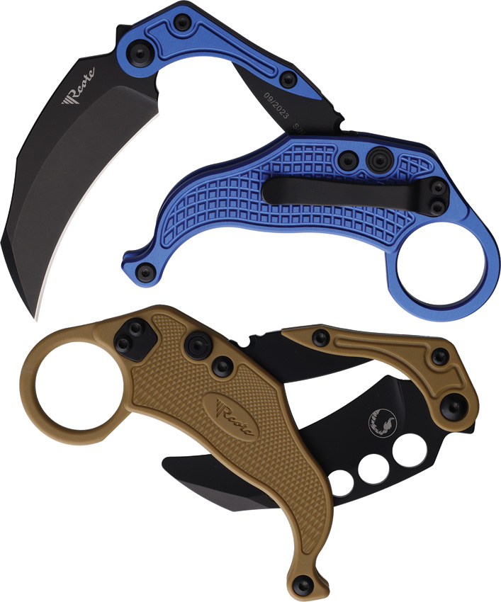 Navaja Reate Knives Exo-K Button Lock Blue Black Exo-K Blue Black Pvd - Image 3
